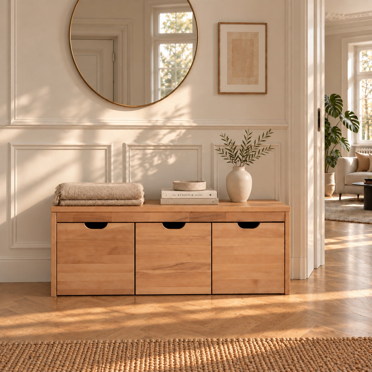 Banc Sif Snedker en bois de hêtre massif FSC et huile naturelle avec 3 tiroirs – L40 x H45 x L120
