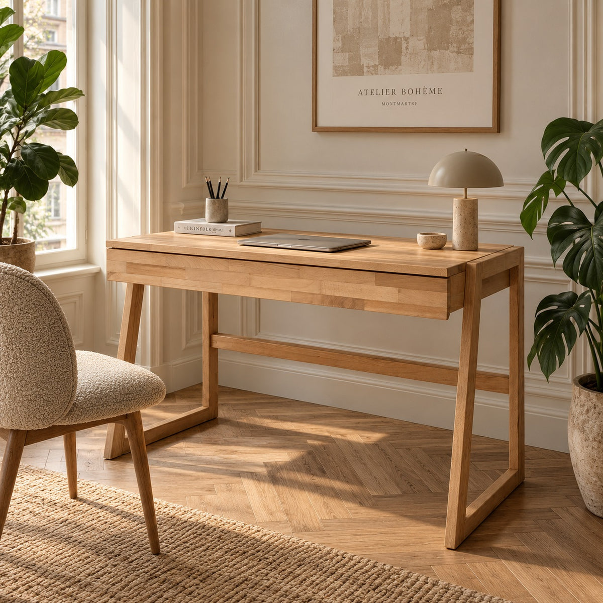 Bureau Sif Snedker en bois de hêtre massif FSC et huile naturelle - L55 x H177 x L126