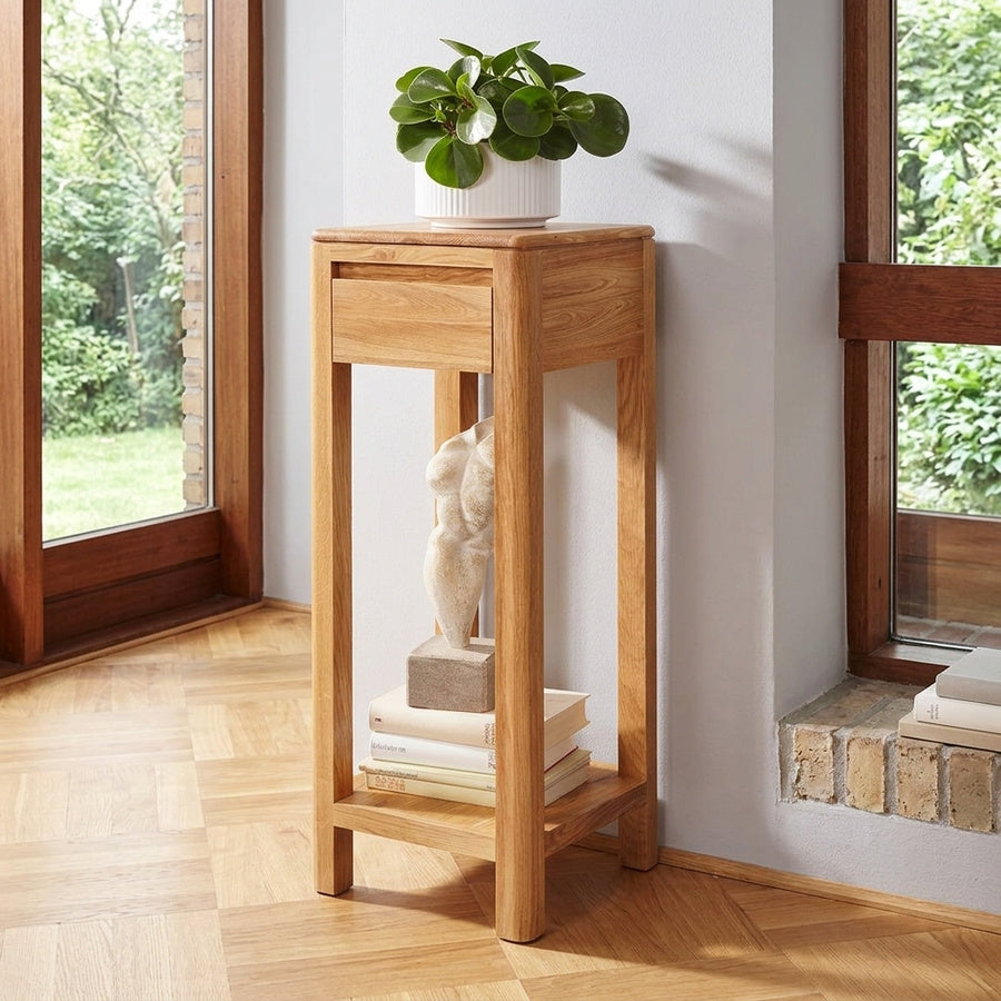 Hermod sidebord til planter i massiv egetræ – billede 1